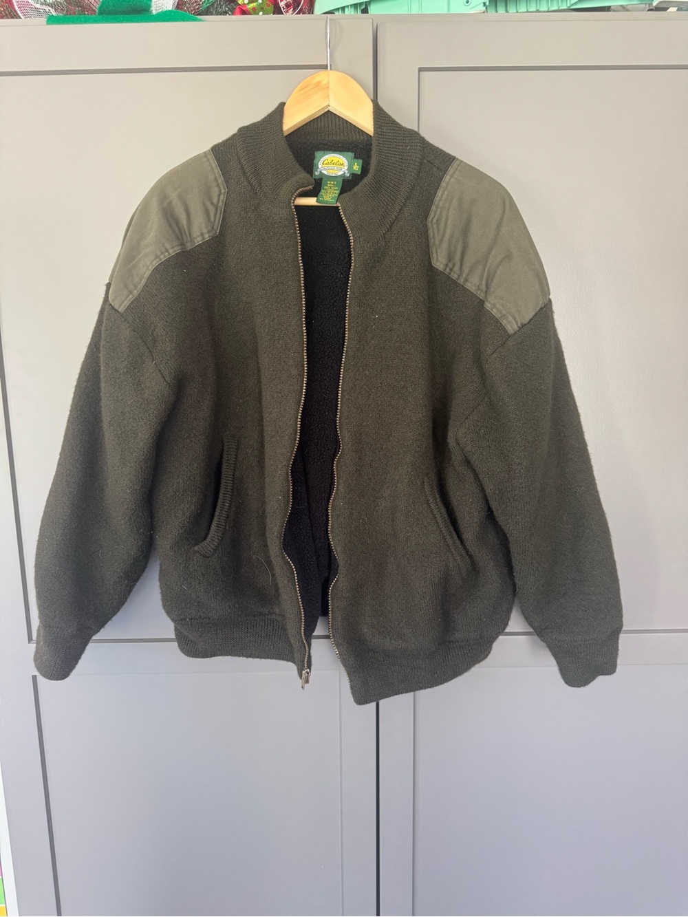 Cabela's Olive Green Wool Zip Front Jacket